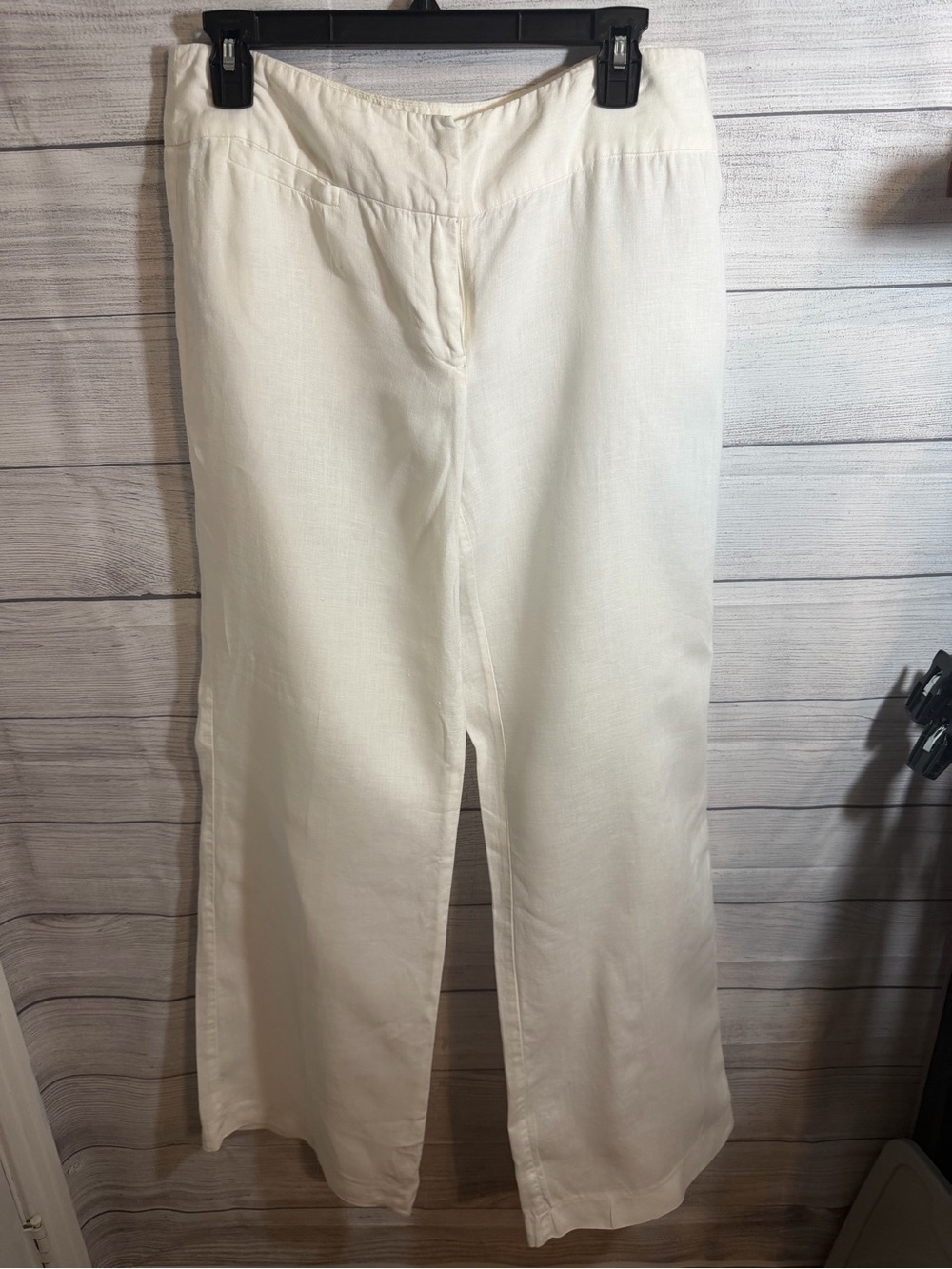 Eileen Fisher Cream Wide-Leg Linen-Blend Pants